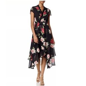 Betsey Johnson Floral Rose Bouquet Short Sleeve Faux Wrap Dress 4